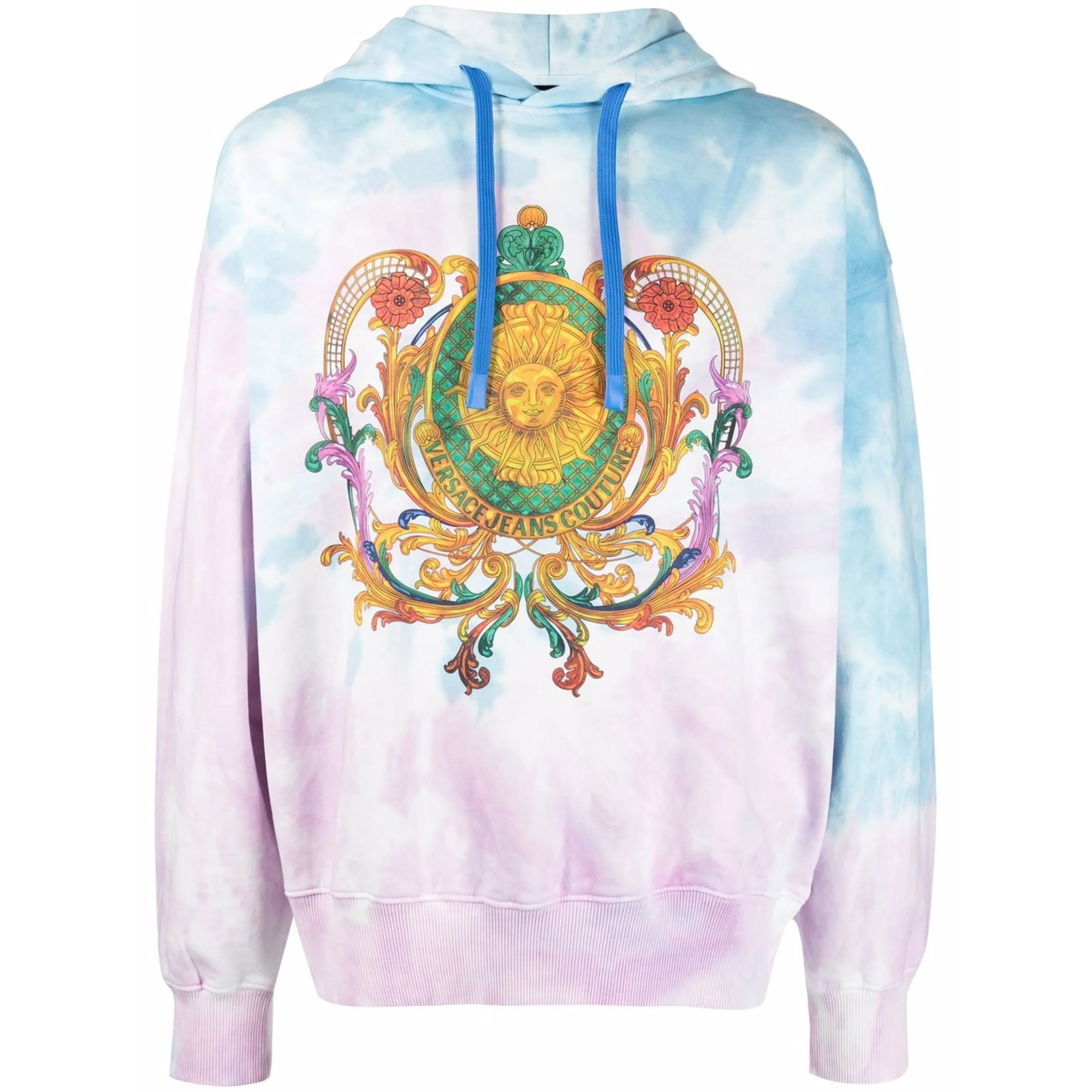 Versace SS22 Logo Print Pullover Hoodie Men’s Multicolor Loose Fit. 72GA-IF01CFW-0FOT0