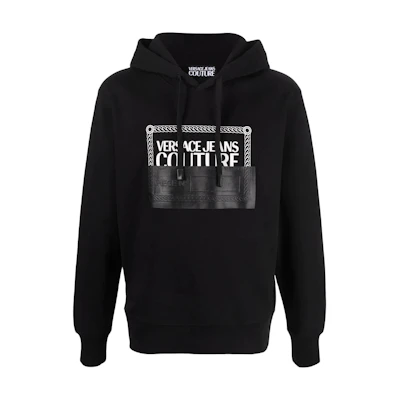 Versace SS22 Logo Print Pullover Sweatshirt Black 72GAIP0-3CF02P-899