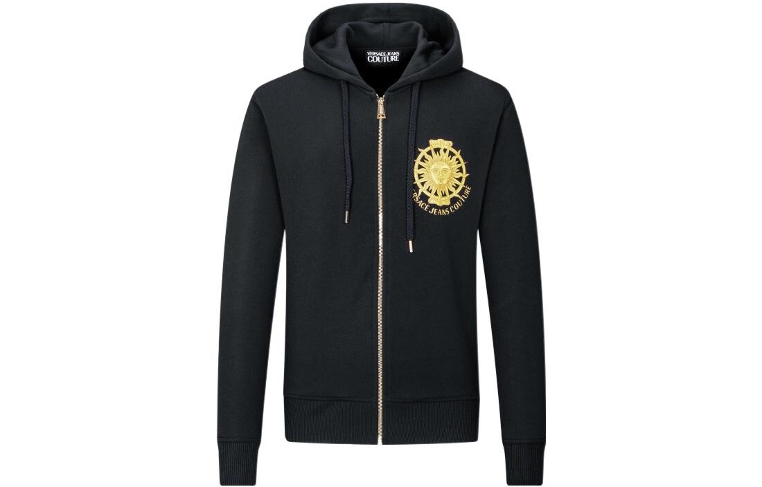 Versace SS22 Logo Print Zip-Up Hoodie Jacket Men’s Black 72GAIT22-CF01T-899