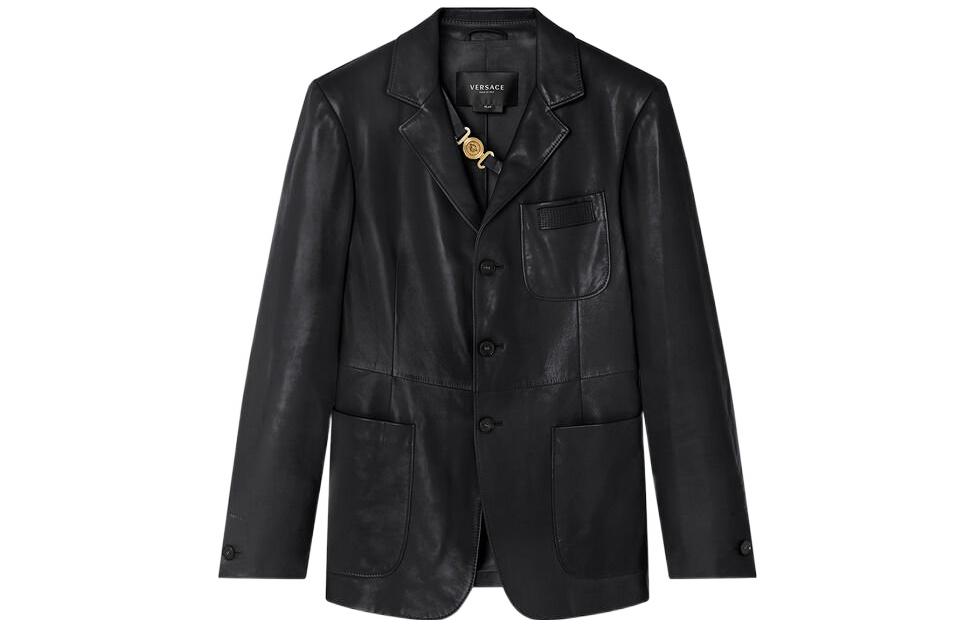 Versace SS22 Medusa Biggie Solid Black Single-Breasted Jacket for Men 1004511-1A03177-1B000