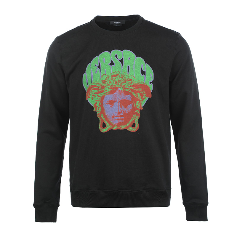 VERSACE SS22 Medusa Cartoon Graphic Crewneck Sweatshirt Black 1004015-1A02899-1B000