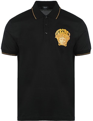 VERSACE SS22 Polo Negro Bordado Medusa Camisa de Moda 1004085-1A02980-1B000 Order VERSACE SS22 Polo Negro Bordado Medusa Camisa de Moda 1004085-1A02980-1B000