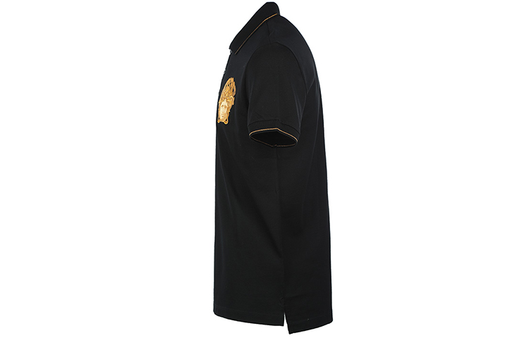Shop VERSACE SS22 Polo Negro Bordado Medusa Camisa de Moda 1004085-1A02980-1B000