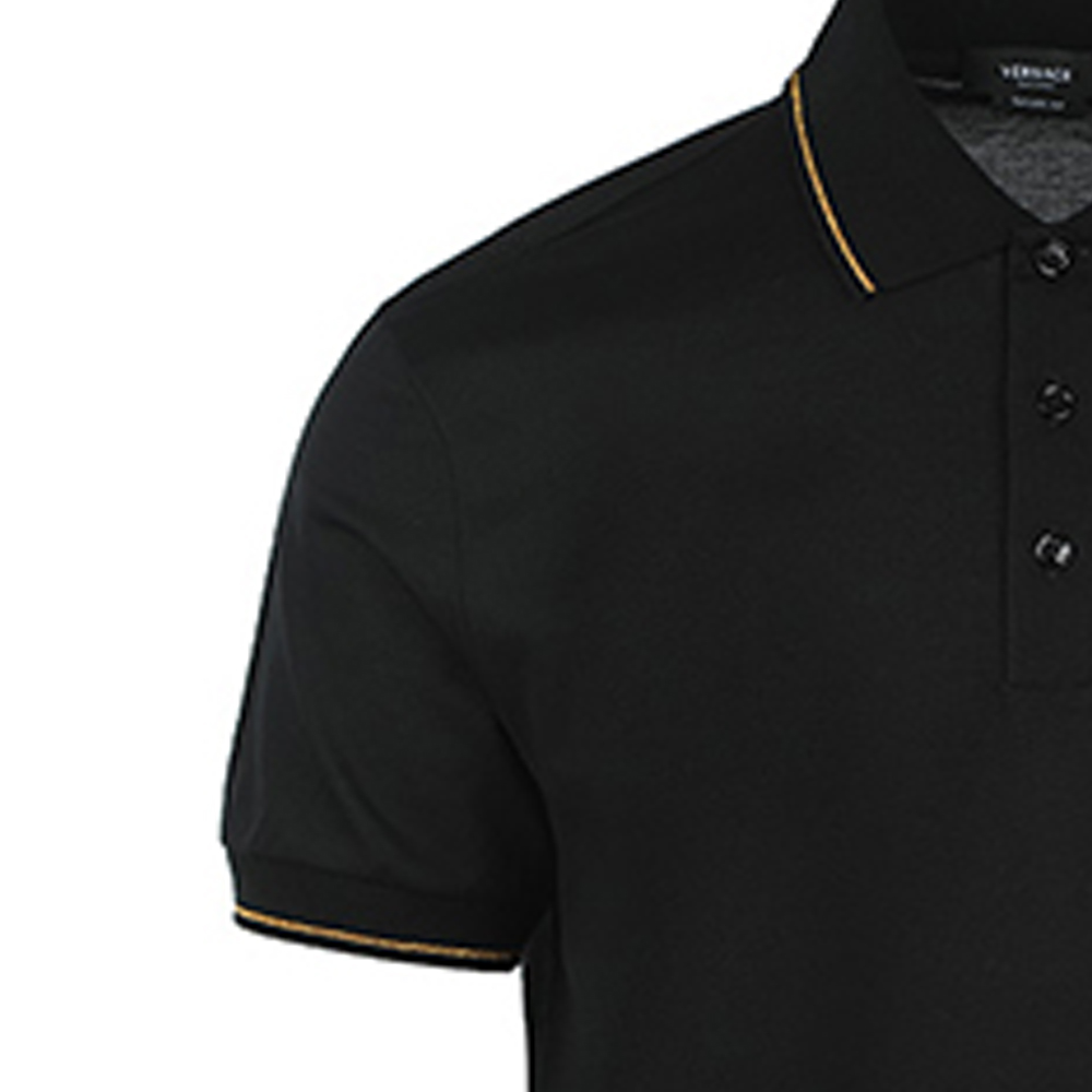 Details for VERSACE SS22 Polo Negro Bordado Medusa Camisa de Moda 1004085-1A02980-1B000
