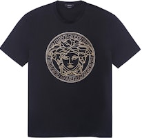 VERSACE SS22 Medusa Logo Black T-Shirt for Men A77987-A201952-A008 VERSACE SS22 Medusa Logo Black T-Shirt for Men A77987-A201952-A008