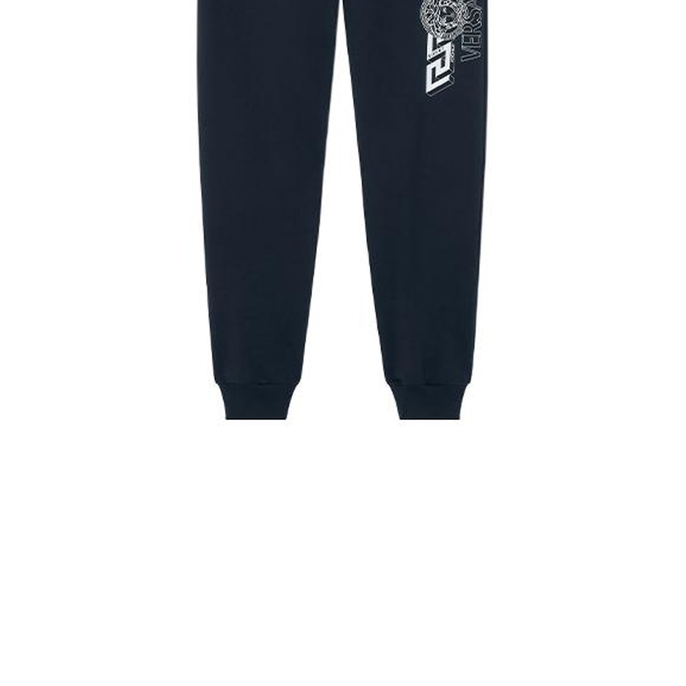 Sizing VERSACE SS22 Pantalones de Punto Logo Medusa Azul Marino 1004170-1A02861-1U830