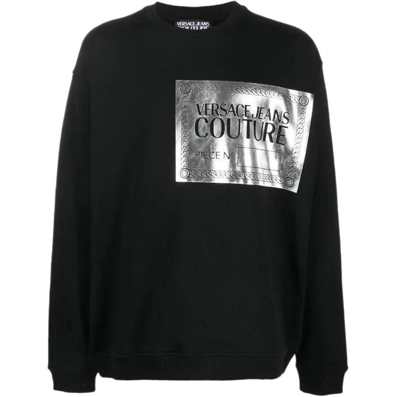 Versace SS22 Metallic Logo Crewneck Sweatshirt Black E73GAIG0-3ECF00-GS89