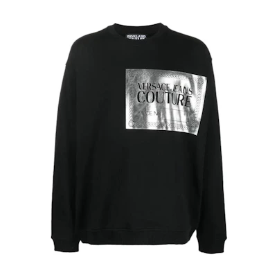 Versace SS22 Metallic Logo Crewneck Sweatshirt Black E73GAIG0-3ECF00-GS89