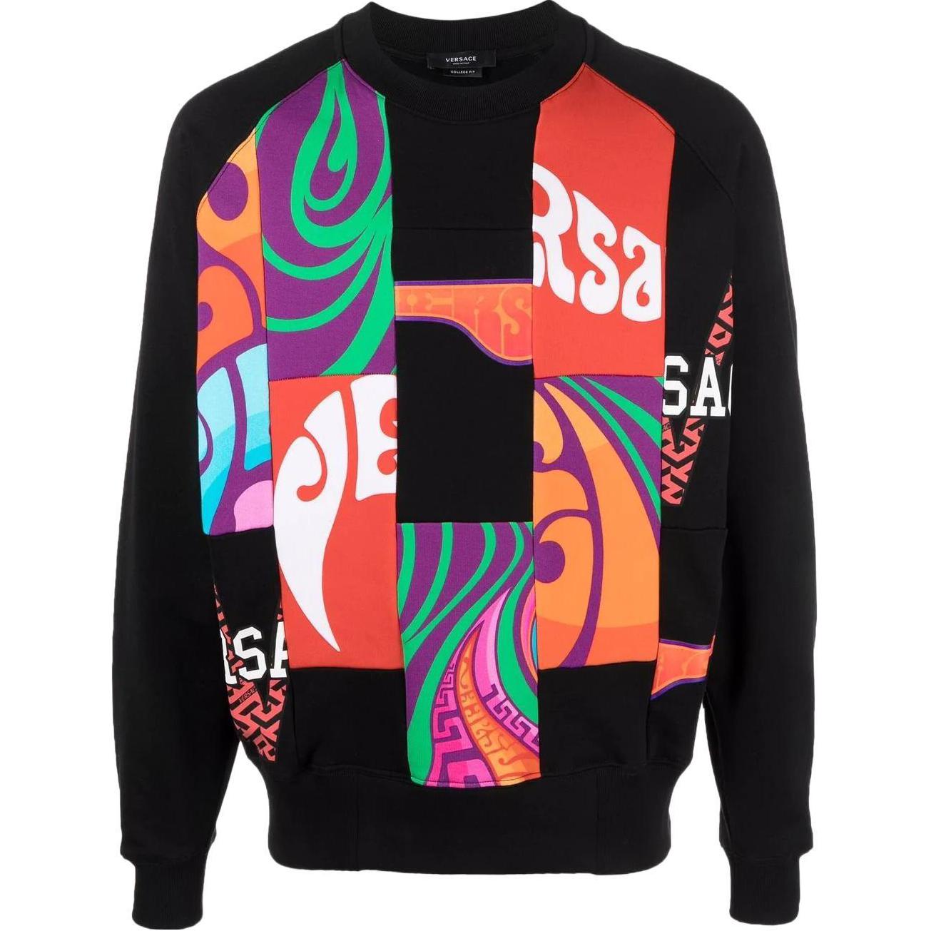 Versace SS22 Patch Design Crewneck Sweatshirt Black 1004001-1A02869-5B020