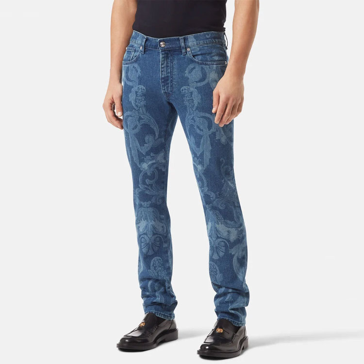 VERSACE SS22 Patterned Straight-Leg Jeans Blue  Designer Denim. 1006078-1A04164-1D030 圖 5