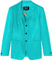 Versace SS22 Single-Breasted Lambskin Leather Jacket Blue 1004511-1A03177-1V560 Versace SS22 Single-Breasted Lambskin Leather Jacket Blue 1004511-1A03177-1V560