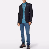 Lookbook VERSACE 男士SS22修身中腰純藍牛仔褲附鈕扣口袋 A81832-1A02877-1D030