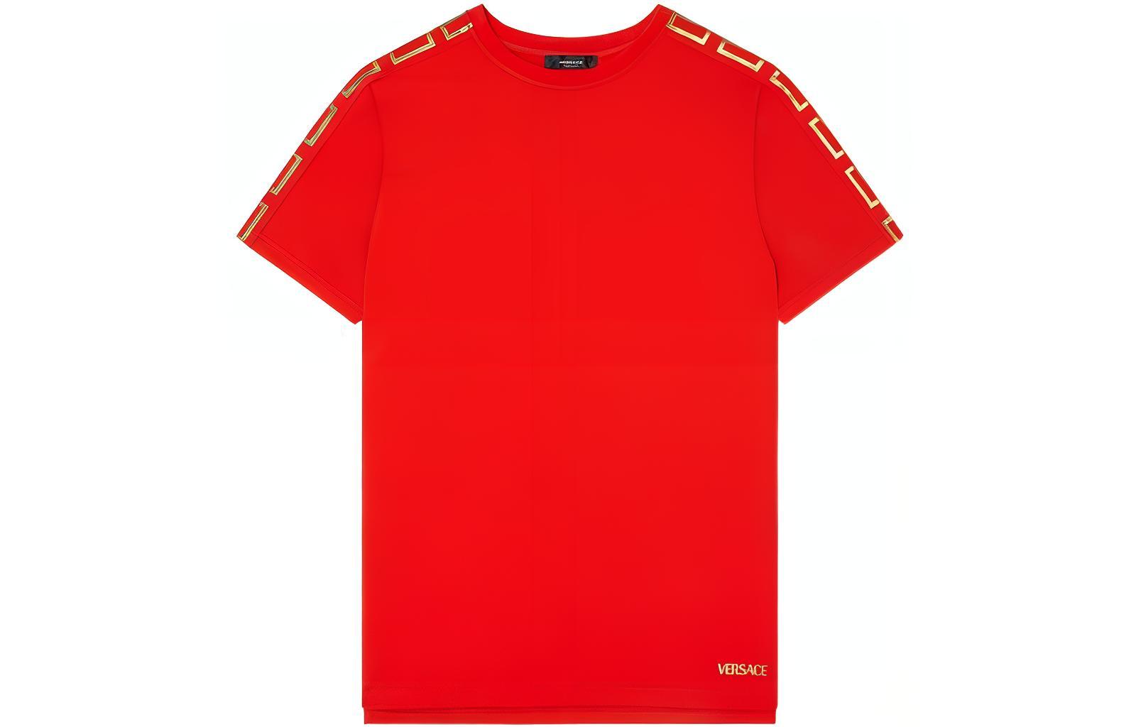 VERSACE SS22 Solid Baroque Print Red T-Shirt  Collection. 1003711-1A02322-A1203