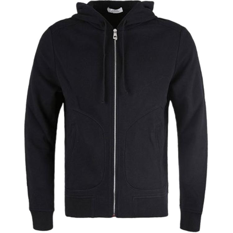 Versace SS22 Solid Color Reverse Logo Zip-Up Hoodie Jacket Black V800736F-VJ00358-V1008