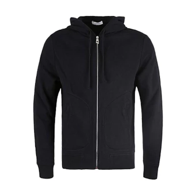 Versace SS22 Solid Color Reverse Logo Zip-Up Hoodie Jacket Black V800736F-VJ00358-V1008