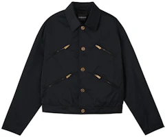 Versace SS22 Solid Single-Breasted Jacket with Zipper Pockets - Black 1006722-1A04650-1B000 Versace SS22 Solid Single-Breasted Jacket with Zipper Pockets - Black 1006722-1A04650-1B000