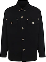 Versace SS22 Solid Single-Breasted Shirt-Style Jacket Black 10060551-A04143-1D040 Versace SS22 Solid Single-Breasted Shirt-Style Jacket Black 10060551-A04143-1D040