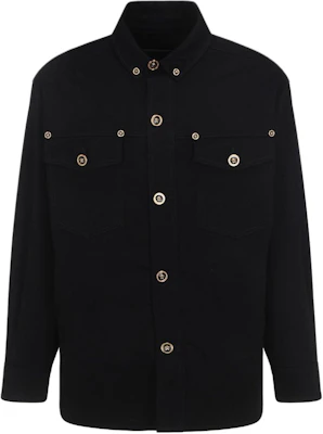 Versace SS22 Jaket Gaya Kemeja Single-Breasted Hitam 10060551-A04143-1D040 Buy Versace SS22 Jaket Gaya Kemeja Single-Breasted Hitam 10060551-A04143-1D040