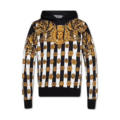 Versace SS22 Sun Palace Print Sweatshirt Black Mens 72GAI3HC-FS028-G89
