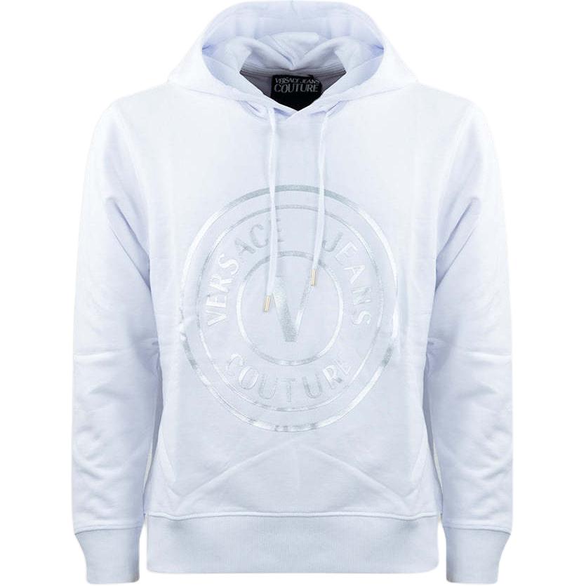 Versace SS22 White Circular Logo Print Long Sleeve Sweatshirt for Men 72GAIT03-CF01T-S03