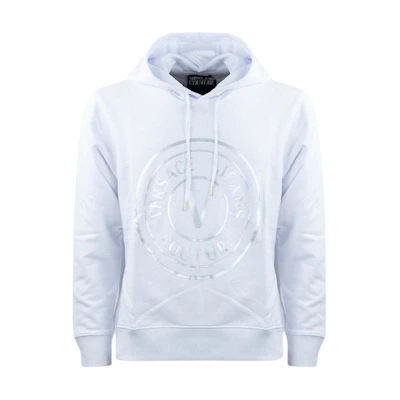 Versace SS22 White Circular Logo Print Long Sleeve Sweatshirt for Men 72GAIT03-CF01T-S03