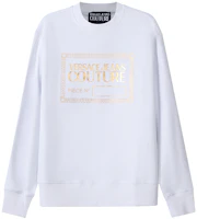 Versace SS22 White Logo Print Casual Crewneck Long-Sleeve Sweatshirt 72GAIT17-CF01O-G03 Versace SS22 White Logo Print Casual Crewneck Long-Sleeve Sweatshirt 72GAIT17-CF01O-G03