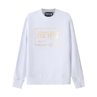 Versace SS22 White Logo Print Casual Crewneck Long-Sleeve Sweatshirt 72GAIT17-CF01O-G03