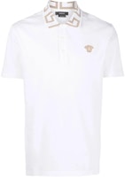 VERSACE SS22 White Polo Shirt with Solid Color and Logo for Men. A87402-1A01552-A1001 VERSACE SS22 White Polo Shirt with Solid Color and Logo for Men. A87402-1A01552-A1001