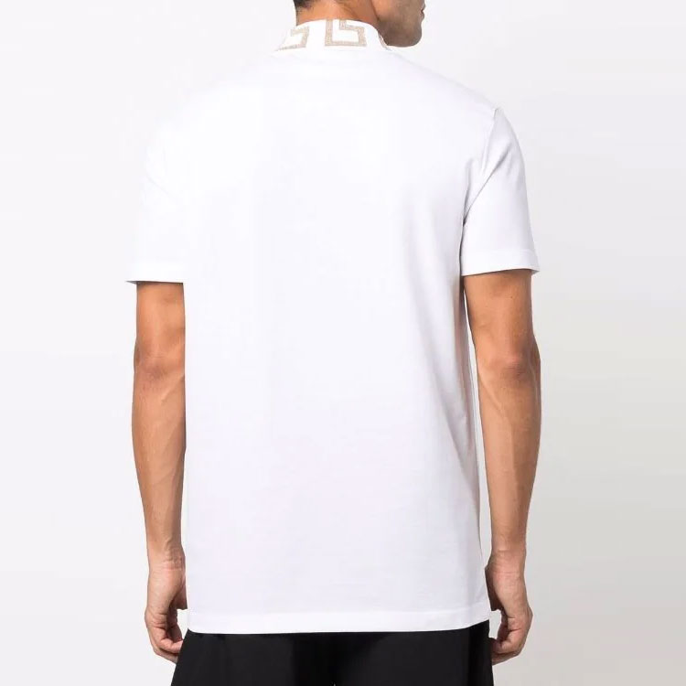 Purchase VERSACE SS22 男士白色纯色徽标短袖 Polo 衫. A87402-1A01552-A1001