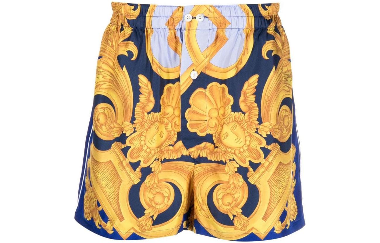 VERSACE SS23  Baroque Print Loose Fit Shorts Yellow 1007858-1A06335-5U670