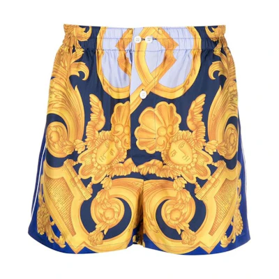 VERSACE SS23 Baroque Print Loose Fit Shorts Yellow 1007858-1A06335-5U670
