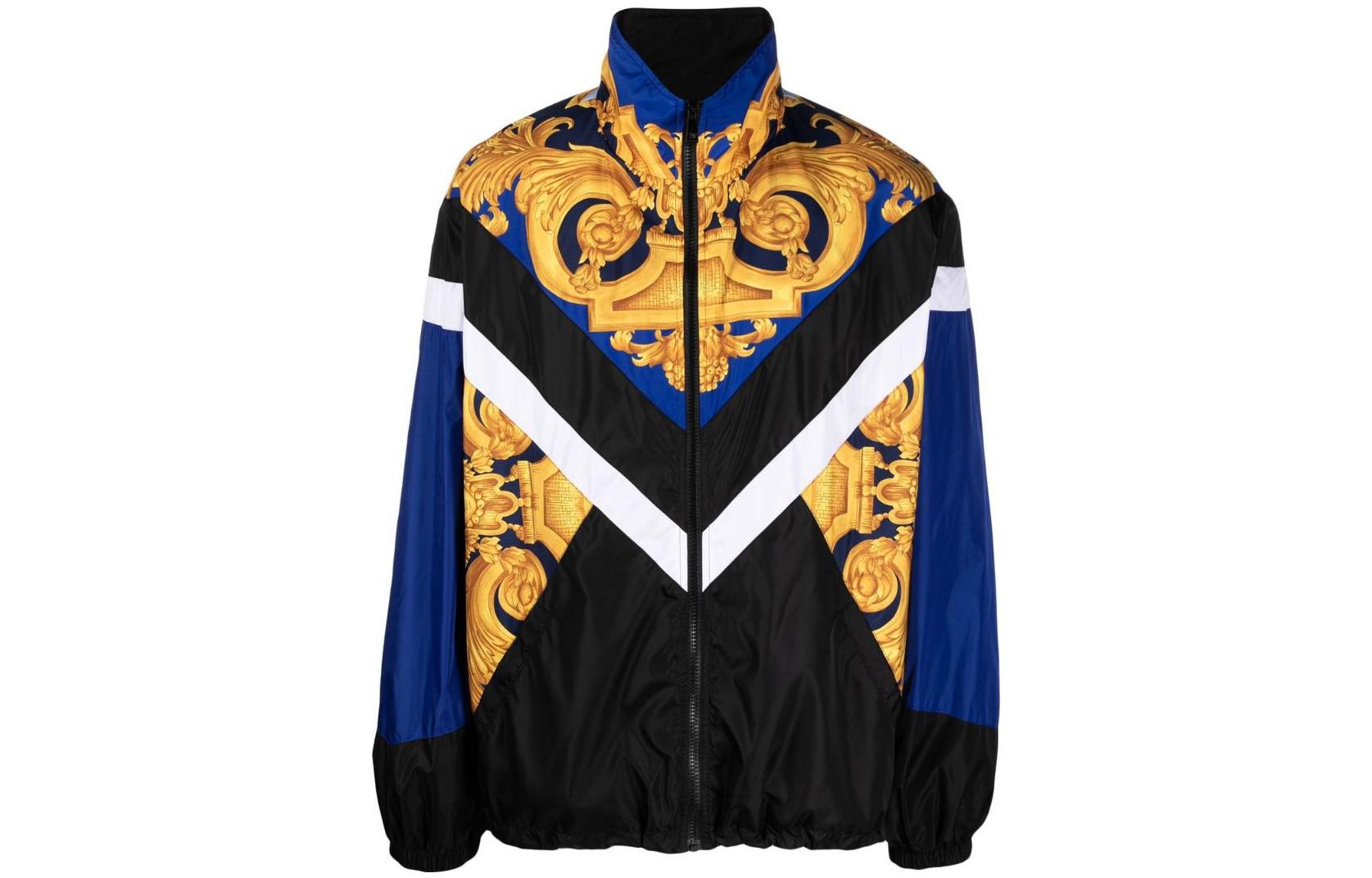 VERSACE SS23  Baroque Print Zip Long-Sleeve Jacket Blue. 1008052-1A05737-5U670