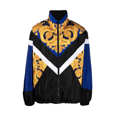 VERSACE SS23 Baroque Print Zip Long-Sleeve Jacket Blue. 1008052-1A05737-5U670