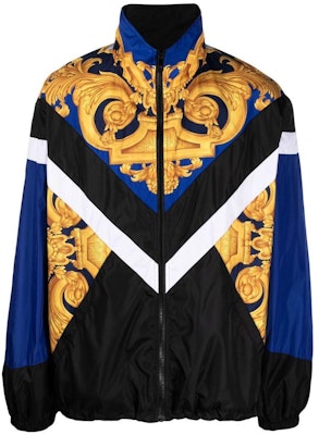 VERSACE SS23 Baroque Print Zip Long-Sleeve Jacket Blue. 1008052-1A05737-5U670 Order VERSACE SS23 Baroque Print Zip Long-Sleeve Jacket Blue. 1008052-1A05737-5U670