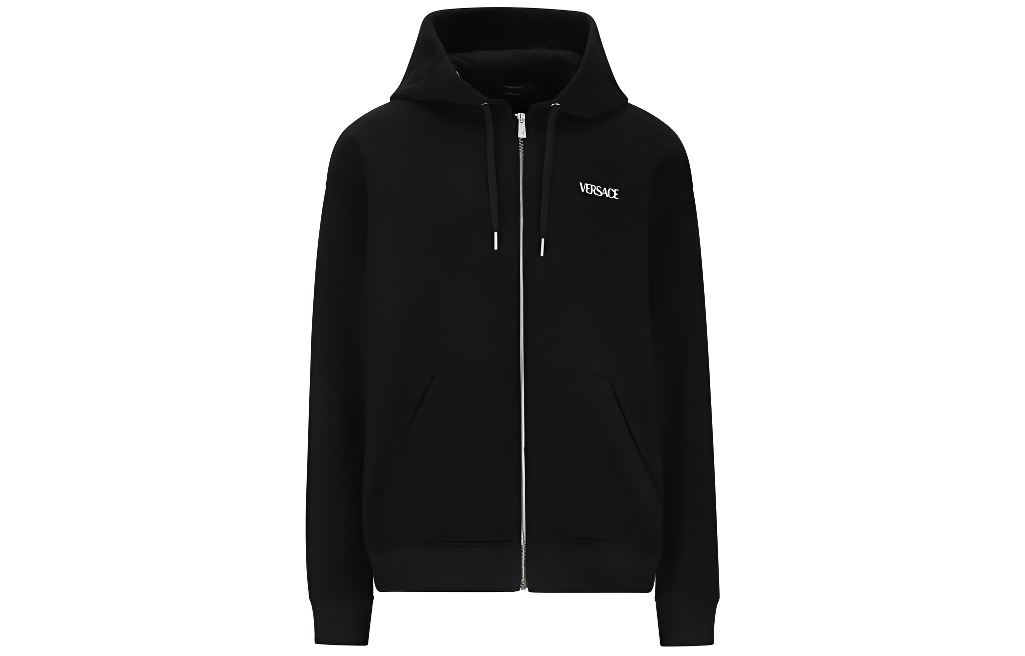Buy VERSACE SS23 黑色背印拉鍊連帽外套 1010682-1A07744-2B510