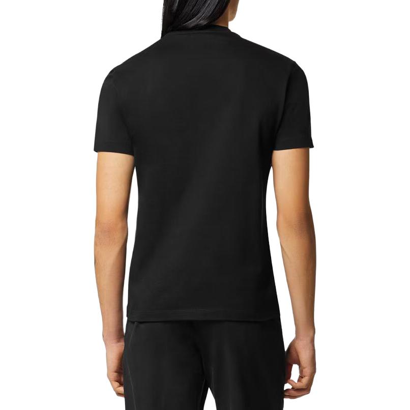 Shop ヴェルサーチ SS23 ブラック クルーネック Tシャツ レタープリント入り 1010633-1A07692-1B000