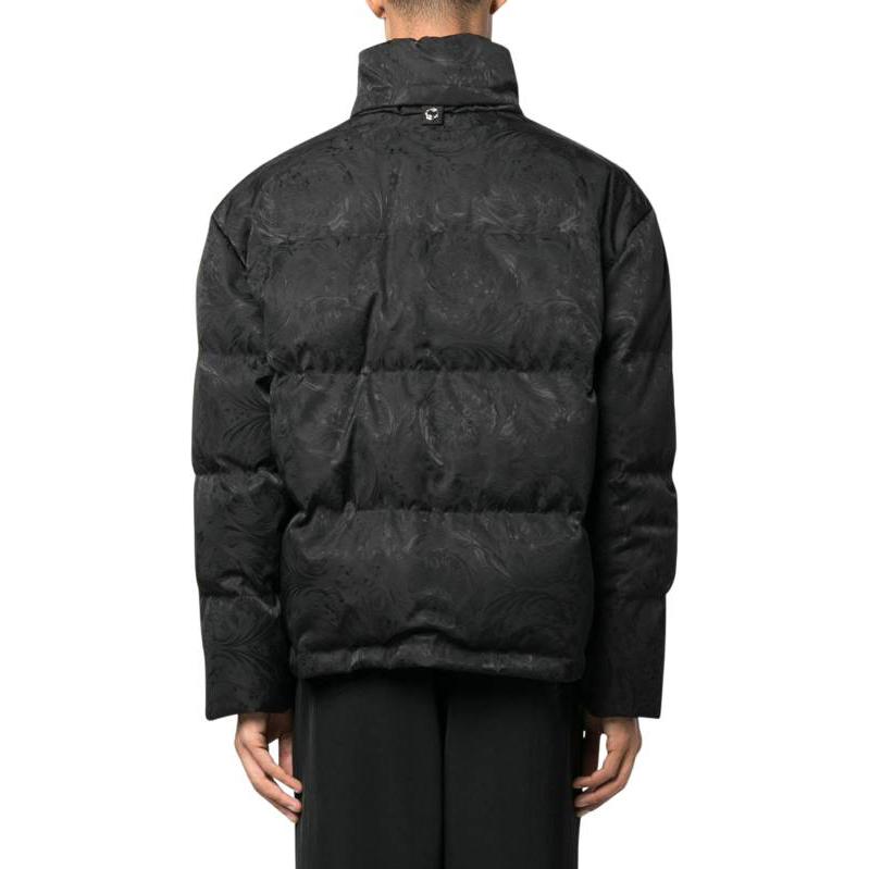 Shop VERSACE SS23  Black Down Jacket with Stand Collar - Winter Warmth 10102101A076761B000