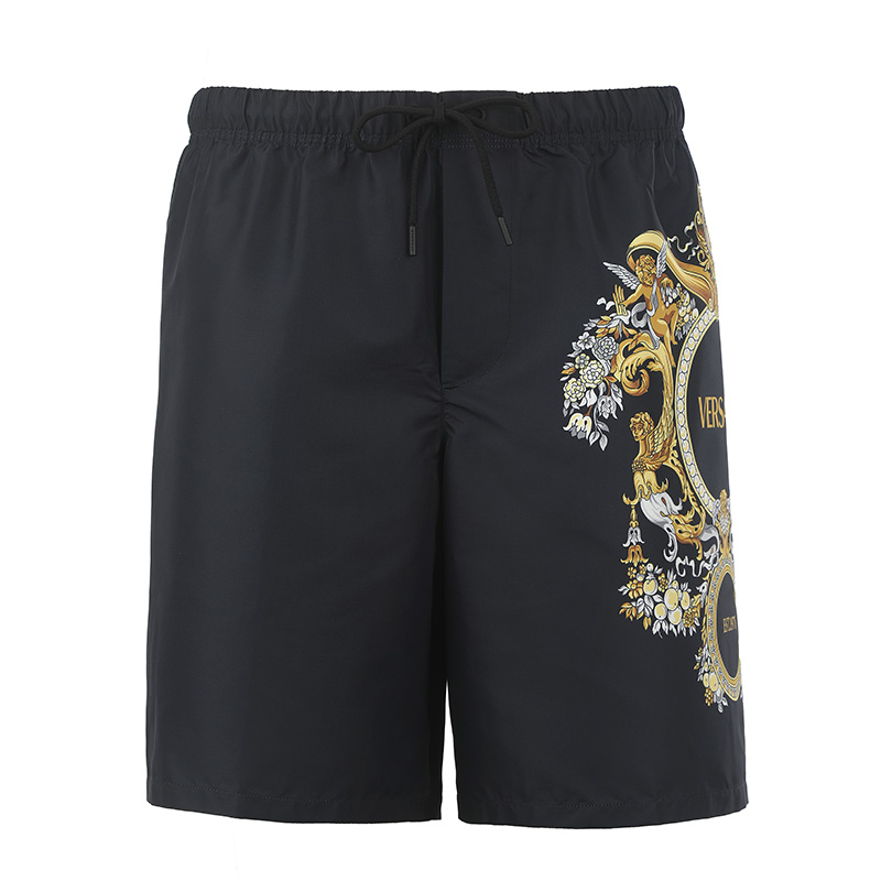 VERSACE SS23  Black Drawstring Printed Casual Shorts. 1001598-1A06330-5B020