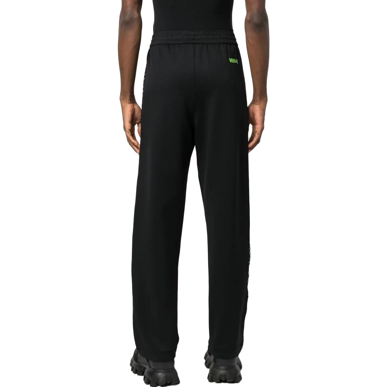 Shop VERSACE SS23  Black High-Waist Side Stripe Knit Track Pants 1007848-1A05640-5B970