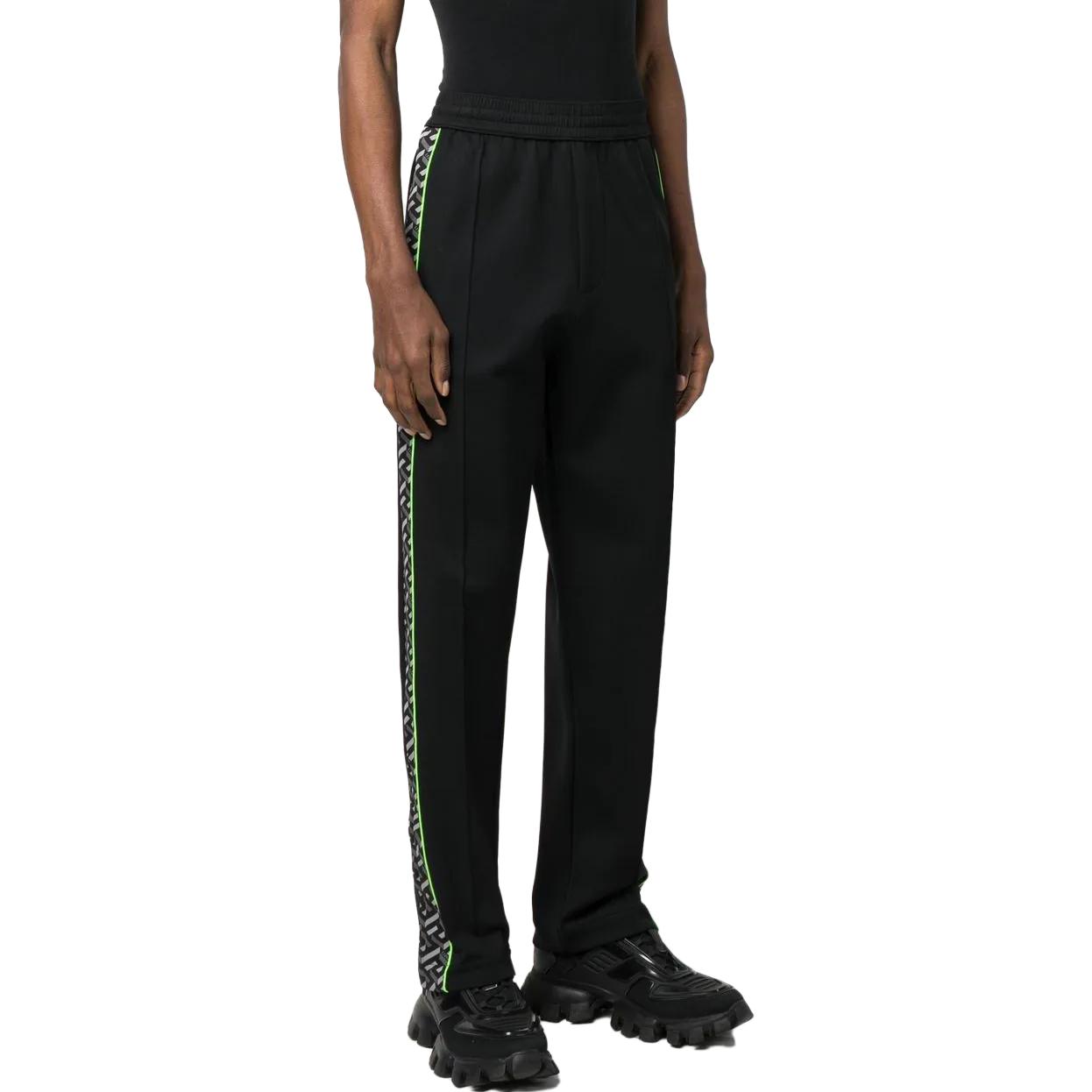 Purchase VERSACE SS23  Black High-Waist Side Stripe Knit Track Pants 1007848-1A05640-5B970
