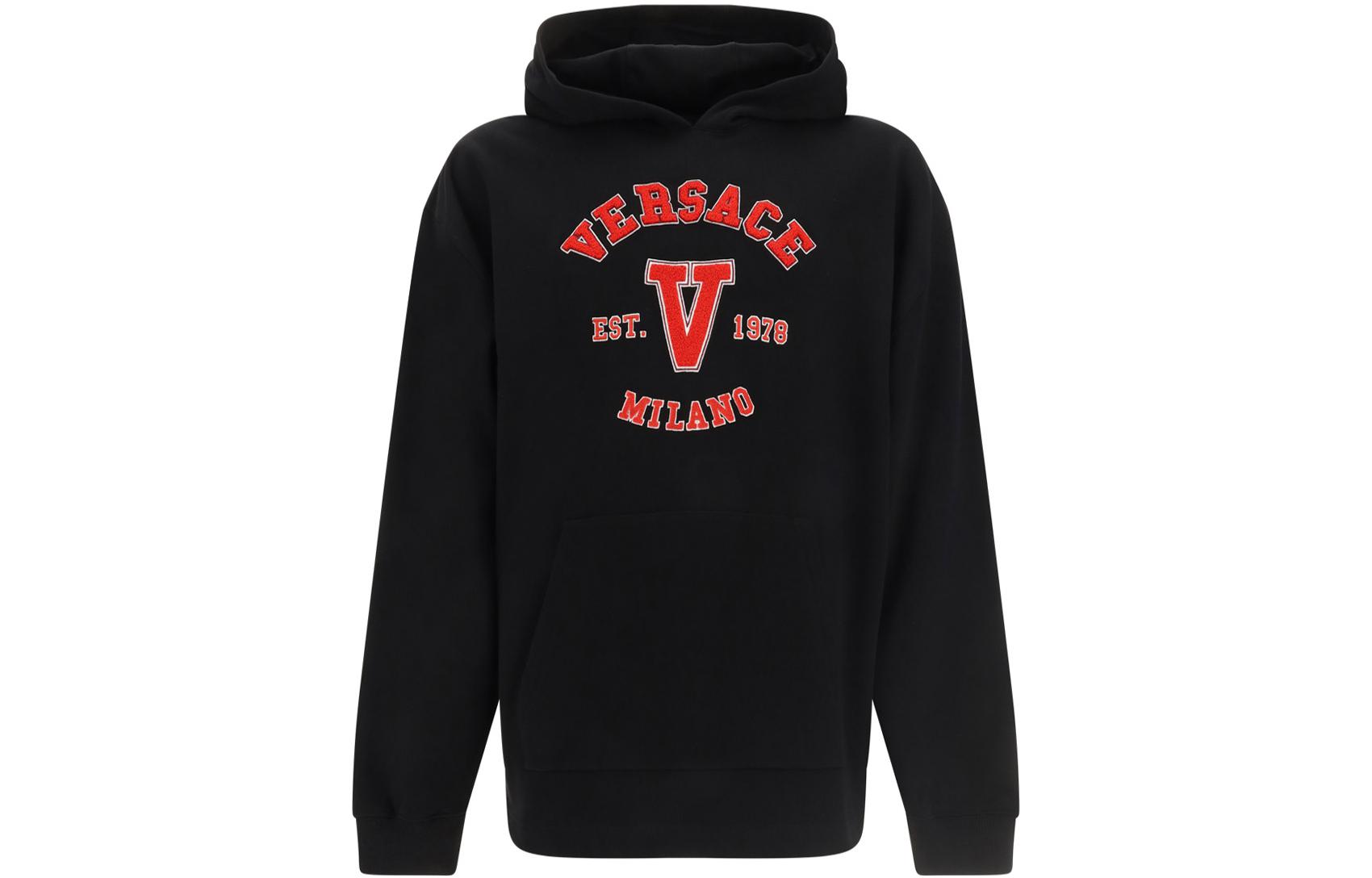 VERSACE SS23  Black Hooded Pullover Sweatshirt with Red Letter Print 1008065-1A05751-1B000 圖 2