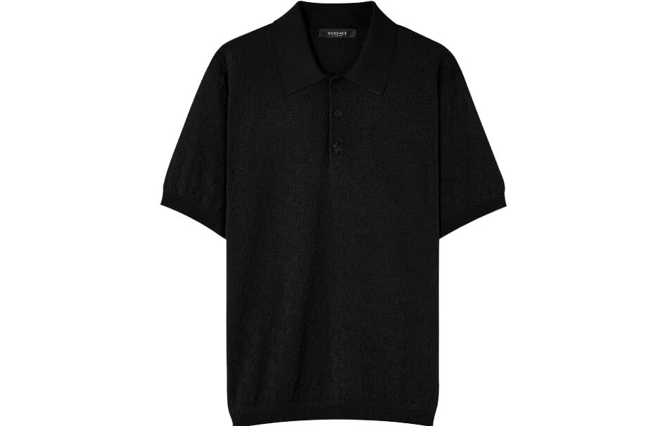 Order VERSACE SS23 黑色針織短袖 Polo 衫 1007765-1A05524-1B000