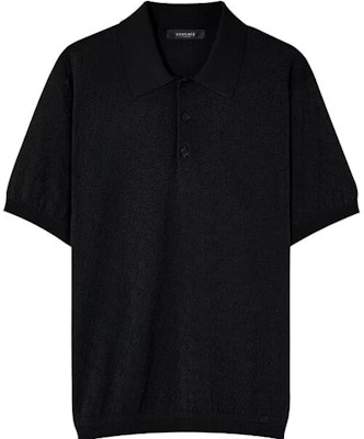 VERSACE SS23 黑色針織短袖 Polo 衫 1007765-1A05524-1B000 Order VERSACE SS23 黑色針織短袖 Polo 衫 1007765-1A05524-1B000