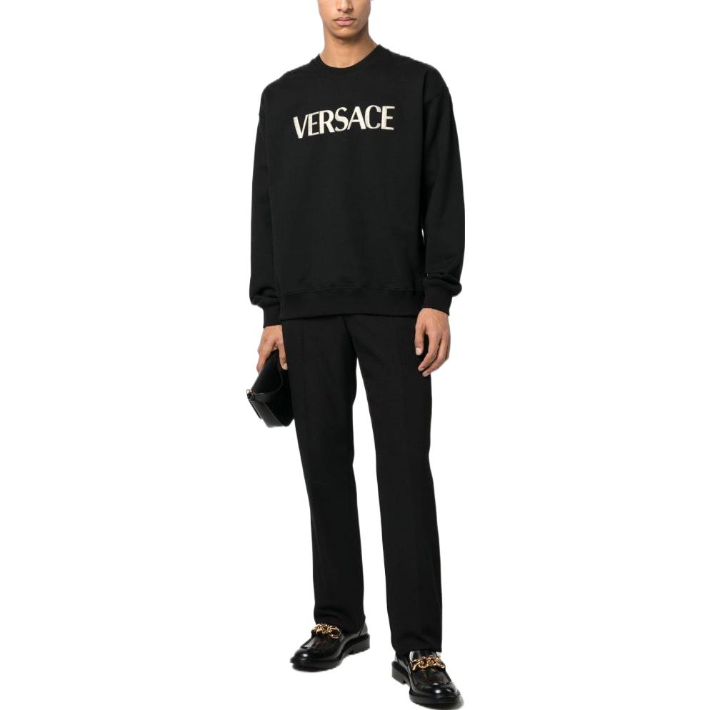 VERSACE SS23  Black Logo Embroidered Knit Sweater 1008543-1A06127-1B000 圖 3