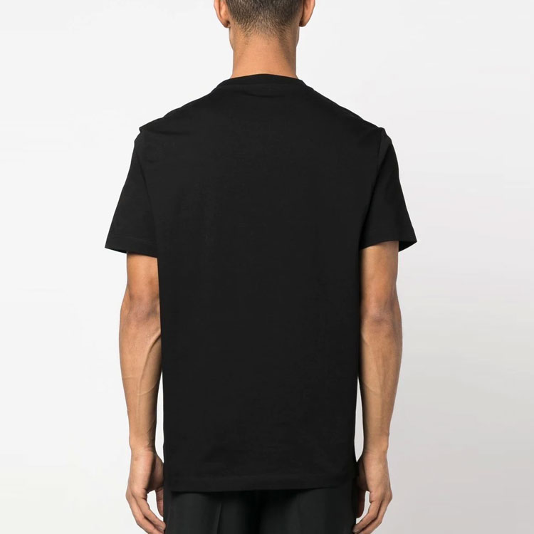 Shop VERSACE SS23  Black Logo Patch Crew Neck T-Shirt 1008480-1A06062-1B000
