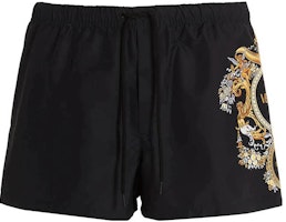 Versace SS23 Black Logo Print Drawstring Shorts 1001597-1A06330-5B020 Versace SS23 Black Logo Print Drawstring Shorts 1001597-1A06330-5B020