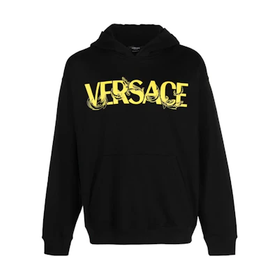 VERSACE SS23 Black Logo Print Hoodie. 1010710-1A07769-1B000