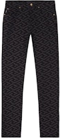 VERSACE SS23 Black Mid-Rise Letter Print Straight-Leg Jeans A81832-1A02872-1D040 VERSACE SS23 Black Mid-Rise Letter Print Straight-Leg Jeans A81832-1A02872-1D040