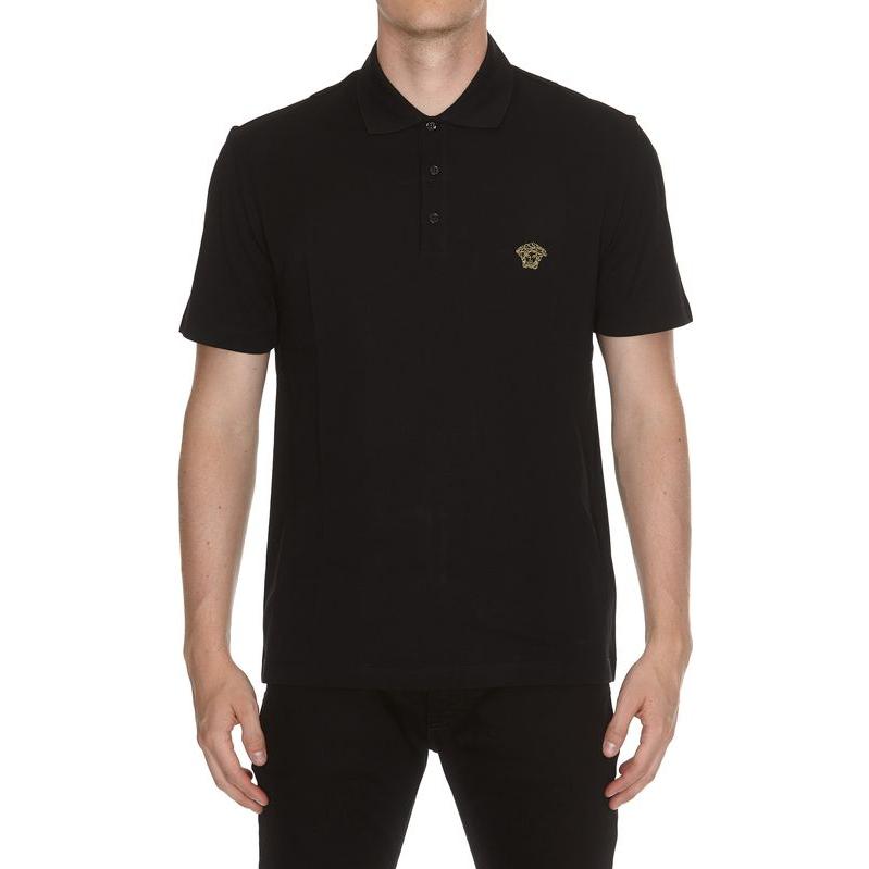 Lookbook 范思哲 SS23 黑色简约刺绣logo翻领T恤 A89507S-A231377-2B130