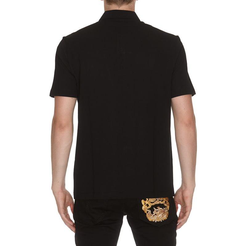 Shop 范思哲 SS23 黑色简约刺绣logo翻领T恤 A89507S-A231377-2B130